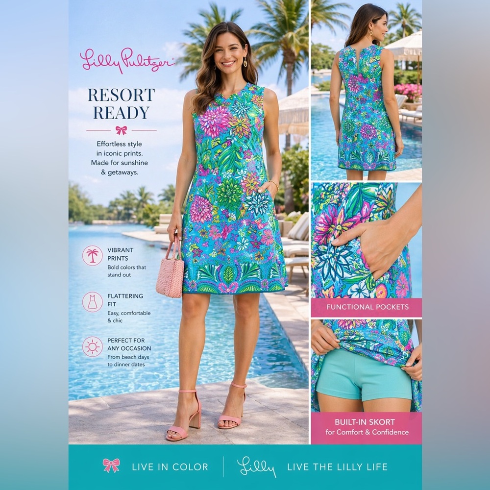 Lilly Pulitzer Turquoise, Pink & Green Floral Romper - Worn once - Picture 3 of 8